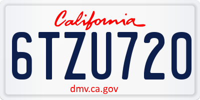 CA license plate 6TZU720