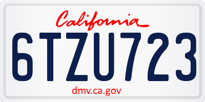 CA license plate 6TZU723