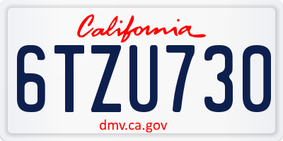 CA license plate 6TZU730