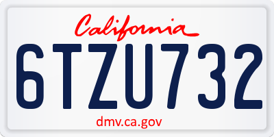 CA license plate 6TZU732
