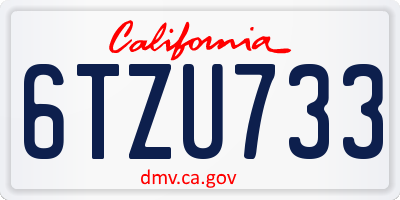 CA license plate 6TZU733