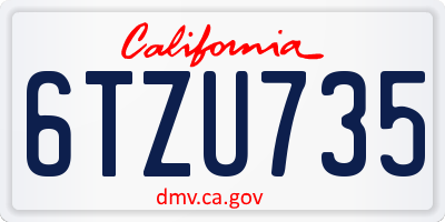 CA license plate 6TZU735