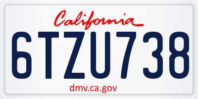 CA license plate 6TZU738