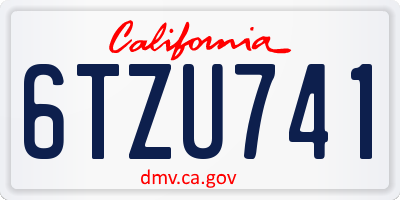 CA license plate 6TZU741