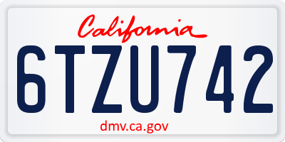 CA license plate 6TZU742