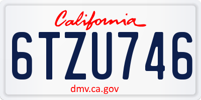 CA license plate 6TZU746