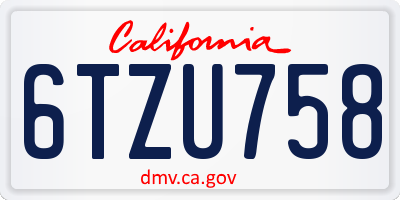 CA license plate 6TZU758