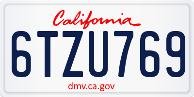CA license plate 6TZU769