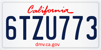 CA license plate 6TZU773