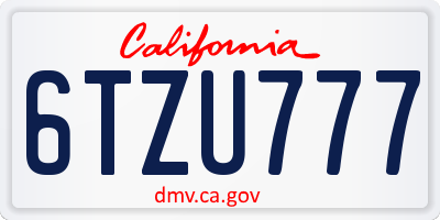 CA license plate 6TZU777