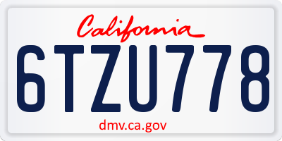 CA license plate 6TZU778