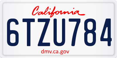 CA license plate 6TZU784