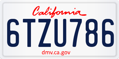 CA license plate 6TZU786