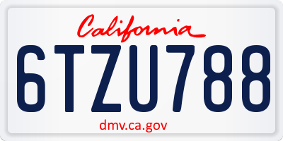 CA license plate 6TZU788