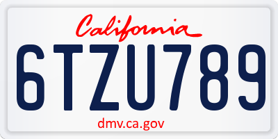 CA license plate 6TZU789