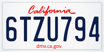 CA license plate 6TZU794