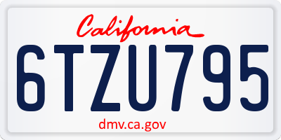CA license plate 6TZU795