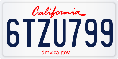 CA license plate 6TZU799