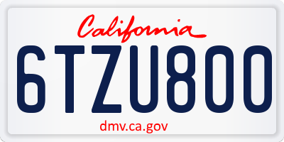 CA license plate 6TZU800