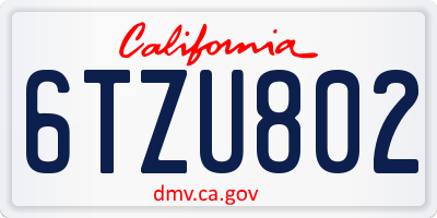 CA license plate 6TZU802