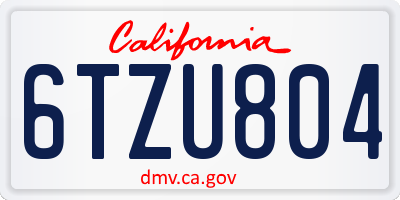 CA license plate 6TZU804