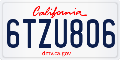 CA license plate 6TZU806