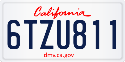 CA license plate 6TZU811