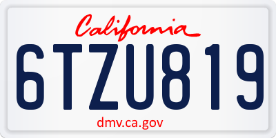CA license plate 6TZU819