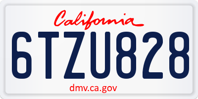 CA license plate 6TZU828