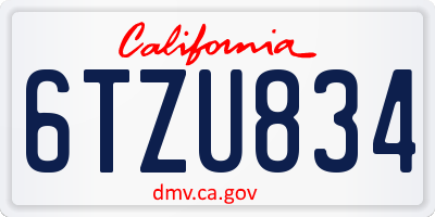 CA license plate 6TZU834