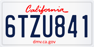 CA license plate 6TZU841