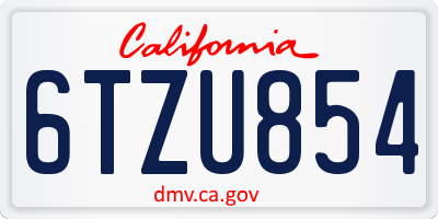 CA license plate 6TZU854