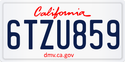 CA license plate 6TZU859