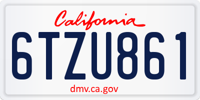 CA license plate 6TZU861
