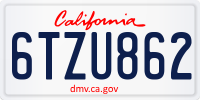 CA license plate 6TZU862