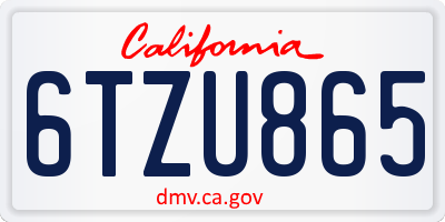 CA license plate 6TZU865