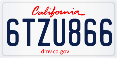 CA license plate 6TZU866