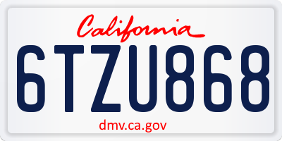 CA license plate 6TZU868