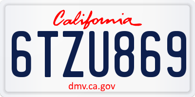CA license plate 6TZU869