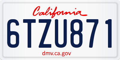 CA license plate 6TZU871