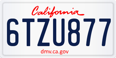 CA license plate 6TZU877