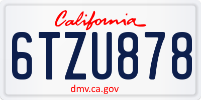 CA license plate 6TZU878