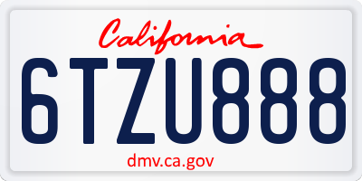 CA license plate 6TZU888