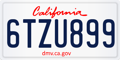 CA license plate 6TZU899