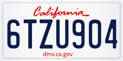 CA license plate 6TZU904