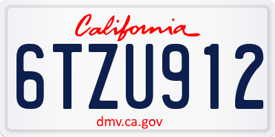 CA license plate 6TZU912