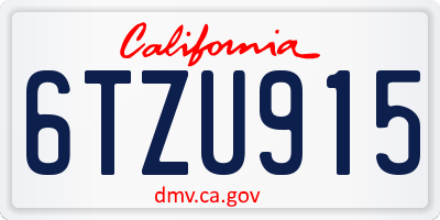 CA license plate 6TZU915