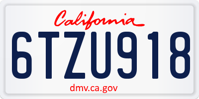 CA license plate 6TZU918