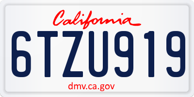 CA license plate 6TZU919