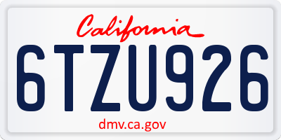 CA license plate 6TZU926